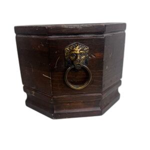 Antique Plantar Cachepot Lions Head & Ring Regency Flower Pot Inlaid Edwardian